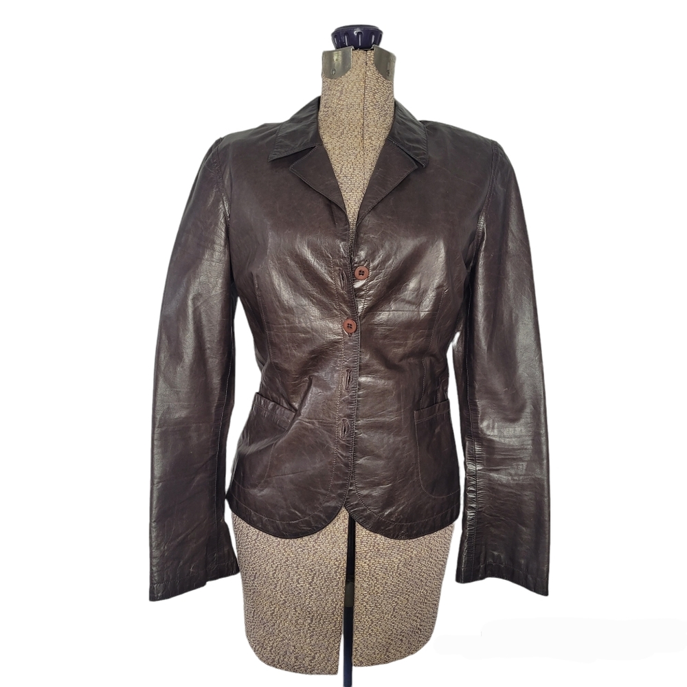 M0851 brown leather jacket size small
